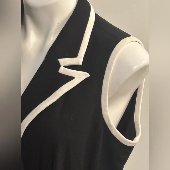 Calvin Klein Black Midi Dress with White Trim - Picture 4 of 8